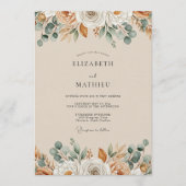 Ochre Autumnal Botanical Wedding 招待状 (正面)