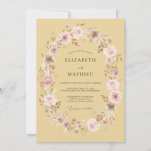 Ochre Delicate Pastoral Wedding 招待状 (正面)