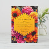 Ochre Floral Bloom Wedding 招待状 (スタンド正面)