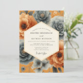 Ochre Floral Elegance Wedding 招待状 (スタンド正面)