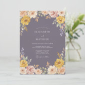 Ochre Floral Swirl Wedding 招待状 (スタンド正面)