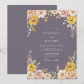 Ochre Floral Swirl Wedding 招待状 (正面/裏面)