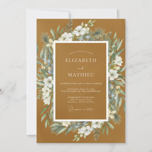 Ochre Graceful Autumnal Wedding 招待状 (正面)