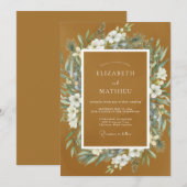Ochre Graceful Autumnal Wedding 招待状 (正面/裏面)