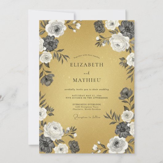 Ochre Lustrous Vintage Wedding 招待状 (正面)
