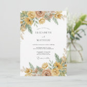 Ochre Rose Botanical Rustic Wedding 招待状 (スタンド正面)