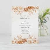 Ochre Rustic Botanical Wedding 招待状 (スタンド正面)