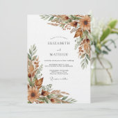 Ochre Rustic Woodland Wedding 招待状 (スタンド正面)