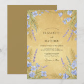 Ochre Yellow Rustic Meadow Wedding 招待状 (正面/裏面)