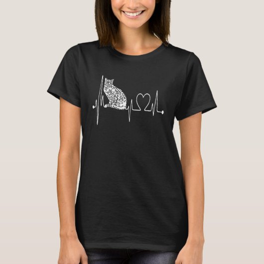Ocicat Cat Heartbeat Ekg Ocicat Catsが大好き Tシャツ (正面)