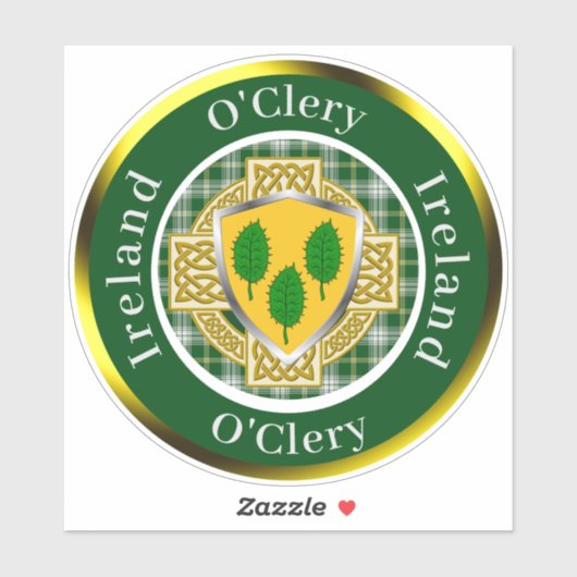 O'Clery Irish Shield/Celtic Cross Personalized シール (シート)