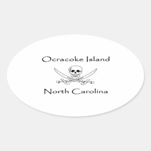 Ocracokeの島のノースカロライナの海賊ロゴ 楕円形シール