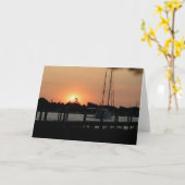 Ocracoke港の日没2 カード (黄色い花)