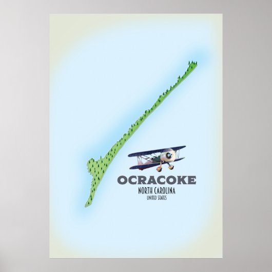 Ocracoke ノースカロライナ アメリカ地図 ポスター (正面)