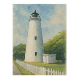 Ocracoke Lighthouse Watercolor ポスター