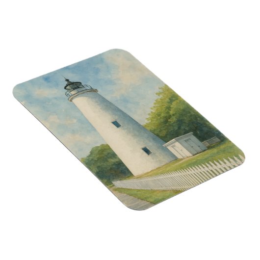 Ocracoke Lighthouse Watercolor マグネット (右側)