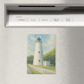 Ocracoke Lighthouse Watercolor マグネット (インサイチュ (食洗機))