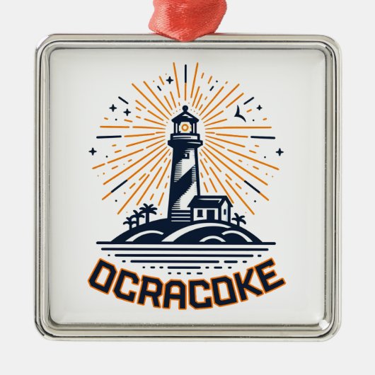 Ocracoke North Carolina Lighthouse Sunrise メタルオーナメント (正面)
