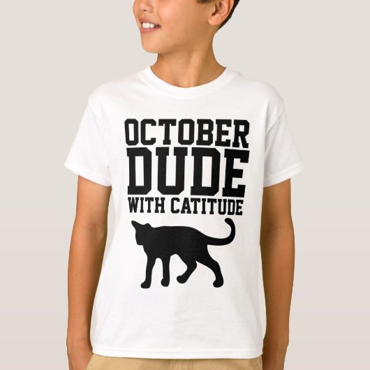 OCTOBER誕生日Tシャツfor guys, Cat Tシャツ (正面)