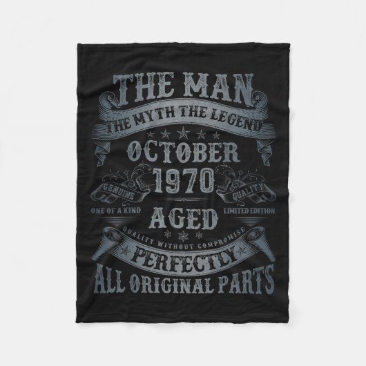 October 1970 55 Year Old Bday Gifts For Men 55th B フリースブランケット (正面)