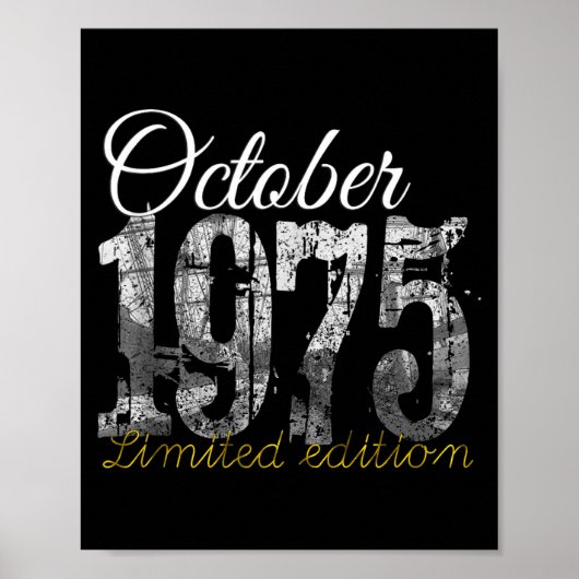 October 1975 Tee 50 Year Old Shirt 1975 50th Birth ポスター (正面)