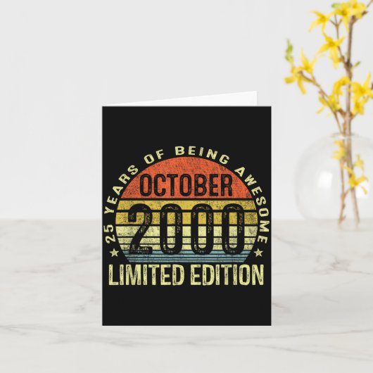 October 2000 25th Birthday For Men Women 25 Year O カード (黄色い花)