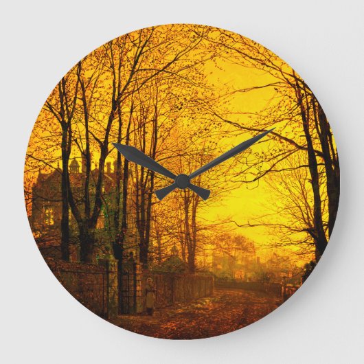 October Afterglow John Atkinson Grimshaw ラージ壁時計 (正面)