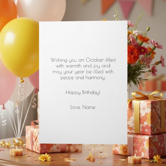 October Birth Flower Birthday Card | Marigolds カード