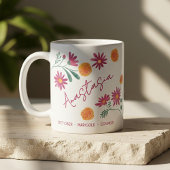 October Birth Flower Custom Name Marigold Cosmos コーヒーマグカップ