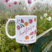 October Birth Flower Custom Name Marigold Cosmos コーヒーマグカップ