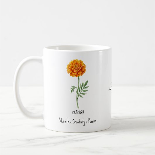 October Birth Flower Mug – Marigold コーヒーマグカップ (左)