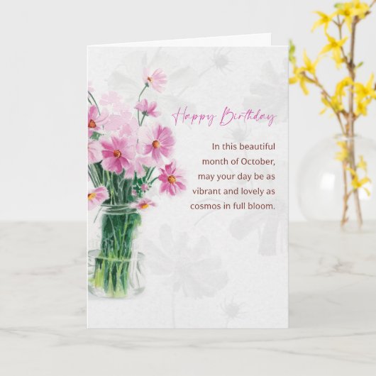 October Birth Month Flower Birthday With Prose カード (黄色い花)