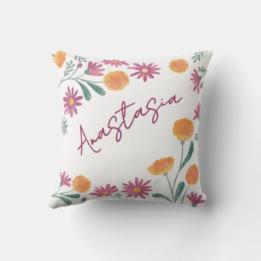 October Birth Month Marigold Cosmos Personalized クッション (裏面)