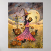 October Fields Witch and Cat Art by Molly Harrison ポスター (正面)