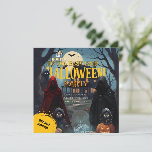 October Ghosts Costume Pumpkin Halloween Party 招待状 (スタンド正面)