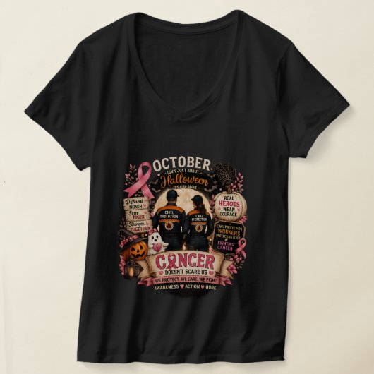 October Heroes™ | 民間防衛 乳がんサポート Tシャツ (レイダウン)