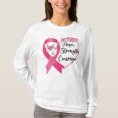 October Hope Strength Courage – Pink Ribbon Awaren Tシャツ (正面)
