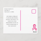 October is Breast Cancer Awareness Month ポストカード (裏面)