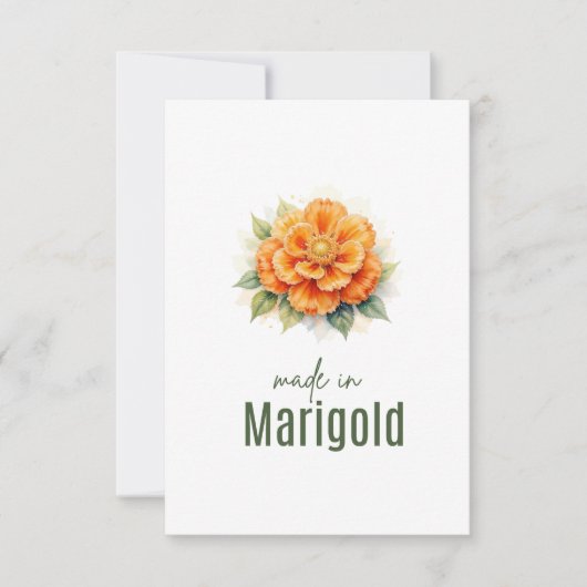 October Marigold  Birth Flower Flat Thank You Card サンキューカード (正面)