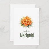 October Marigold  Birth Flower Flat Thank You Card サンキューカード (正面/裏面)