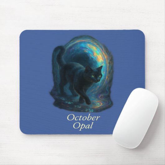 October Opal - Black Cat & Iridescent Portal マウスパッド (マウス)