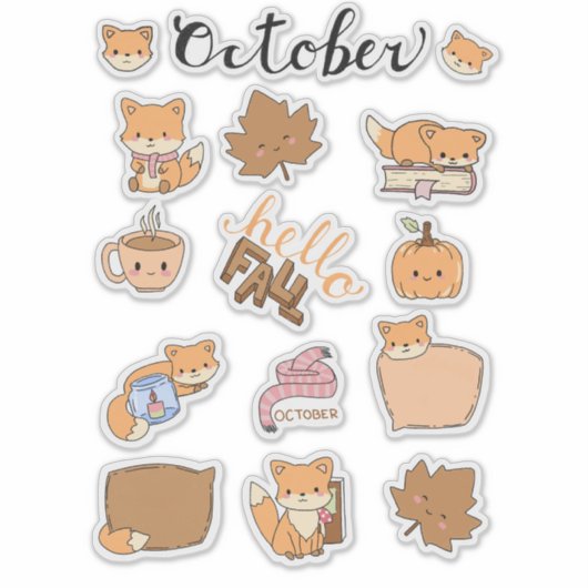 October Sticker Sheet - Forest Foxes & Fall Magic シール (正面)