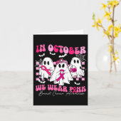 October We Wear Pink Breast Cancer Awareness Ghost カード (黄色い花)