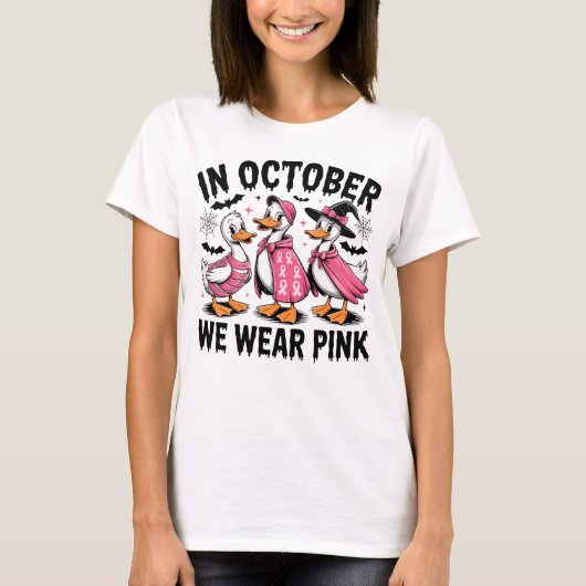 October We Wear Pink Halloween Ducks Tシャツ (正面)