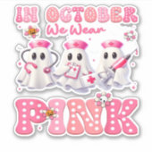October Wear Pink Boo Nurse Halloween Costumes Wom シール (正面)