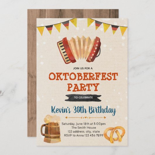 Octoberfestのテーマのパーティの招待状 招待状 (正面/裏面)