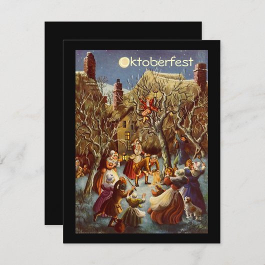 Octoberfestの招待状を集めている月光のパーティー 招待状 (正面/裏面)