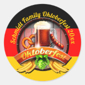 Octoberfestフェスティバルパーソナライズ名年 ラウンドシール (正面)