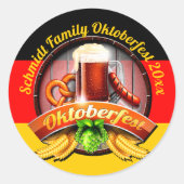 Octoberfestフェスティバルパーソナライズ名年 ラウンドシール (正面)