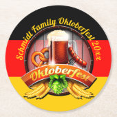 Octoberfestフェスティバルパーソナライズ名年 ラウンドペーパーコースター (正面)